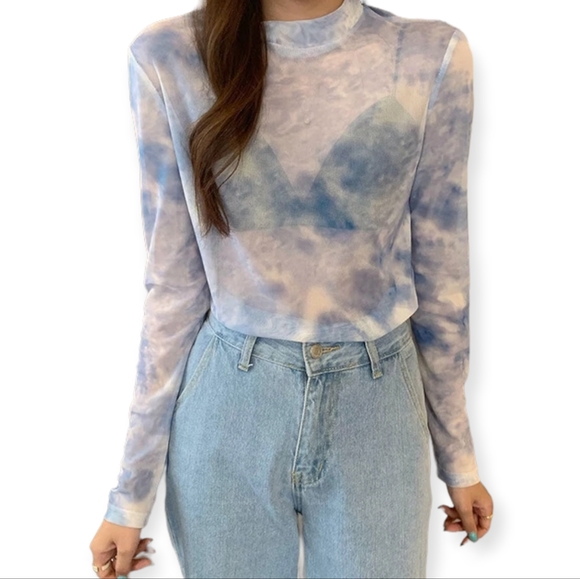 Tie Dye Mesh Crop Top - Picture 1 of 4